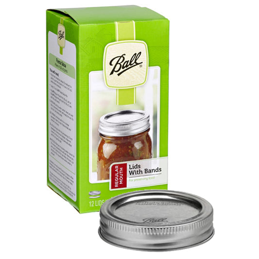 Ball Box of 12 Regular Mouth Lids with Bands