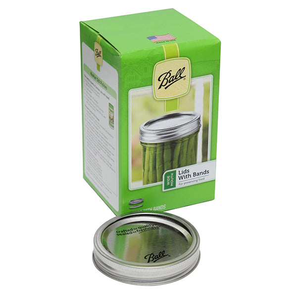 Ball Box of 12 Wide Mouth Lids with Bands
