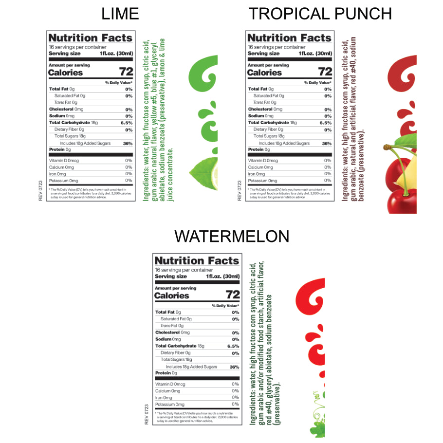 3-Pack Time For Treats Syrup - Tropical Punch, Watermelon, Lime