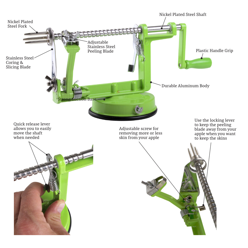 Johnny Apple Peeler - Aluminum Body with Suction Base