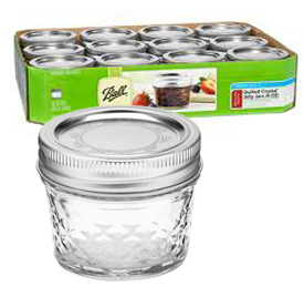 Jars - 4 oz. Quilted Crystal Jelly Jars - Case of 12
