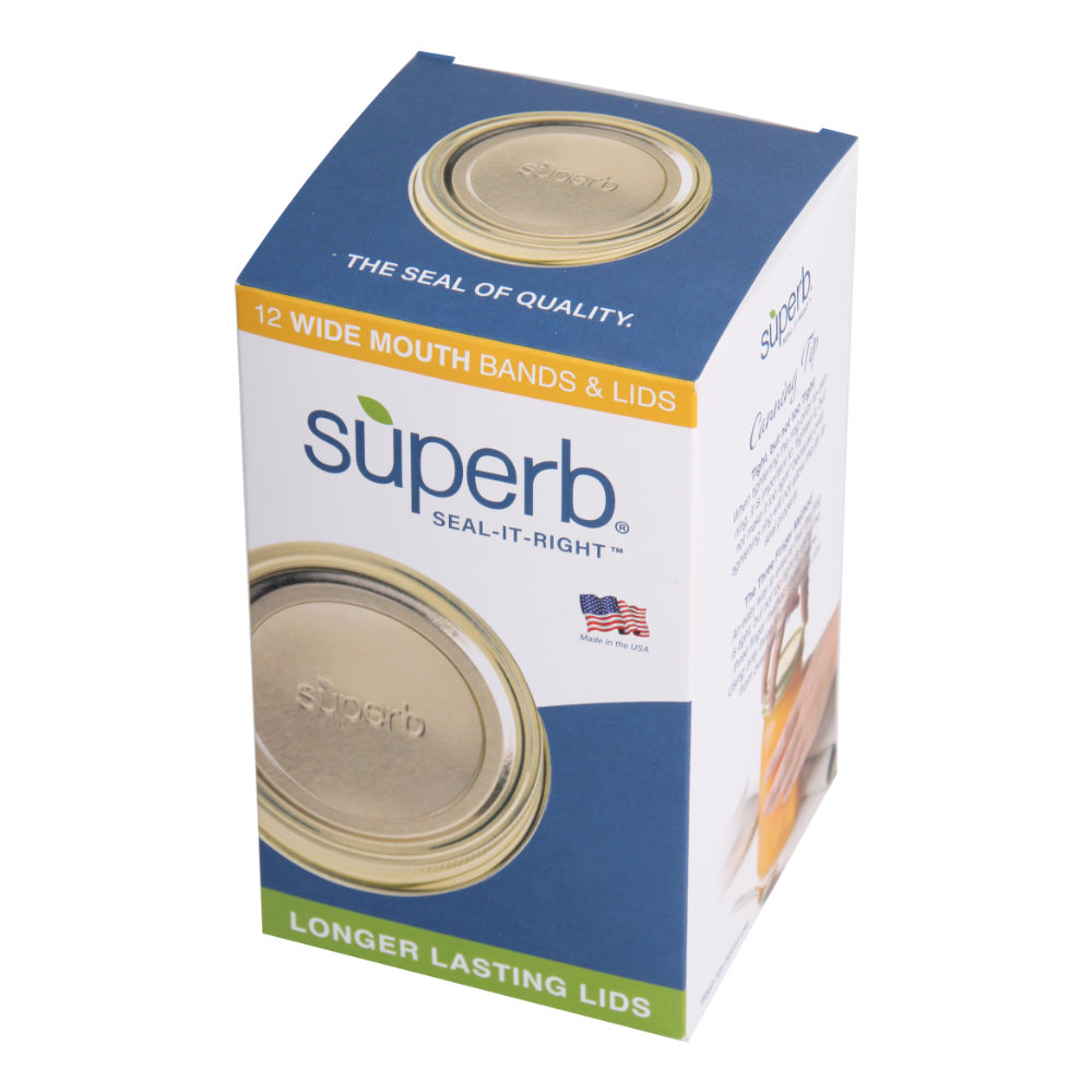 SUPERB - Wide Mouth Lids w/ Bands - Box of 12