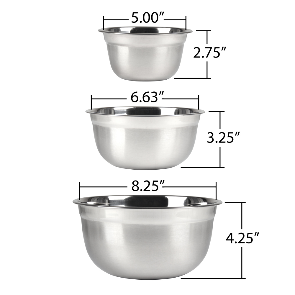 Stainless Steel 3 PC Bowl Set