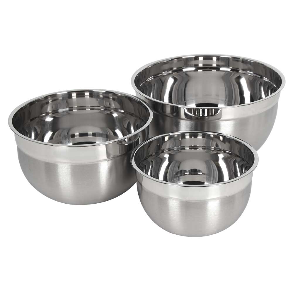 3 Pc Large Stainless Steel Bowl Set - 3, 5 & 8 Qt