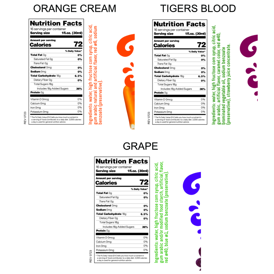 Syrup 3-Pack - Orange Cream, Tigers Blood & Grape