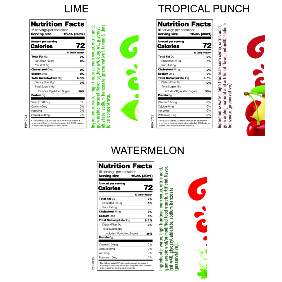 Syrup 3-Pack - Tropical Punch, Watermelon, and Lime