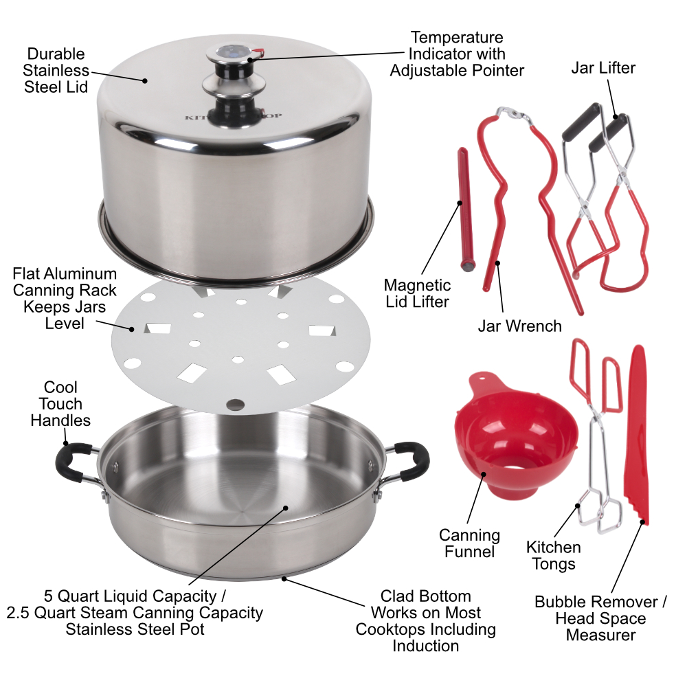 Stainless Steel Steam Canner Kit with Canning Tools